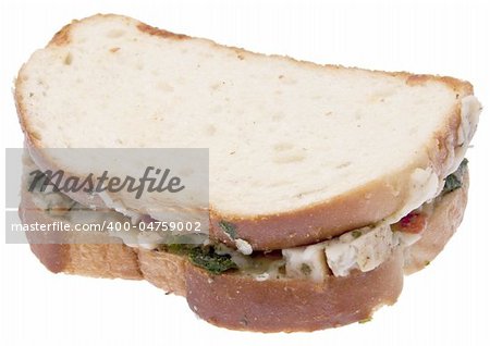 Cheezy open panini sandwich isolated on white with a clipping path.