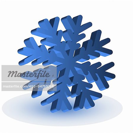 The blue isolated snowflake on a white background