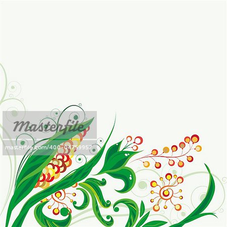 Border made of flourishes and floral patterns on a light green background.