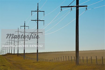 Sunlight reflecting on rural power lines