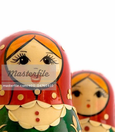 Two Russian Nesting Dolls on a white background