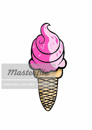 Vector illustration of tasty pink ice cream
