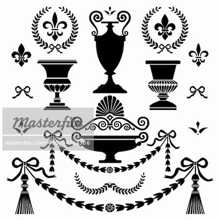 Set of classic style ornaments, isolated on white, full scalable vector graphic for easy editing and color change, included Eps v8 and 300 dpi JPG