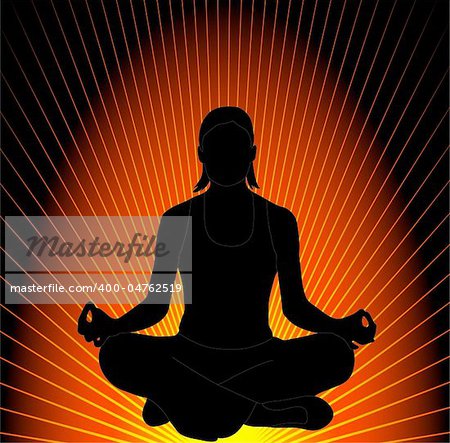 yoga pose on the abstract background - vector