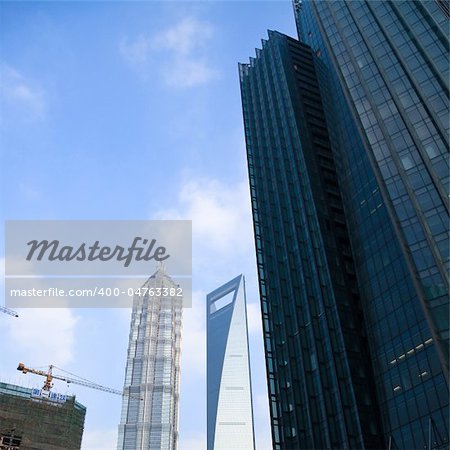 office building with the blue sky background in shanghai china.