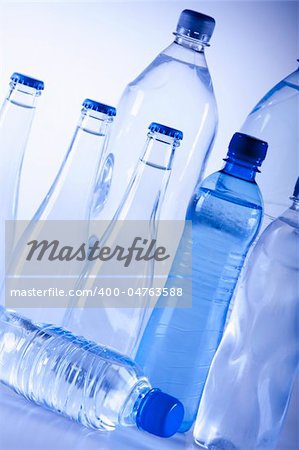 Fresh water drink on blue background