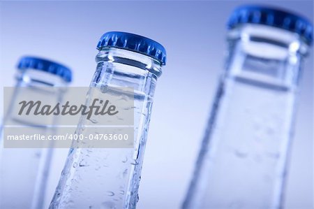 Fresh water drink on blue background