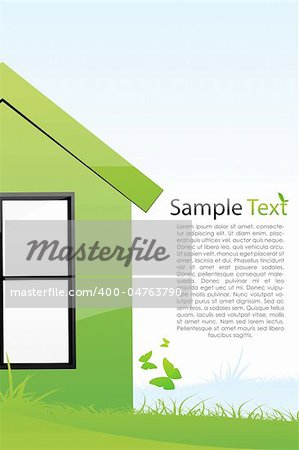 illustration of green house with sample text
