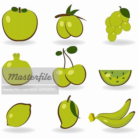 illustration of different fruit icon set