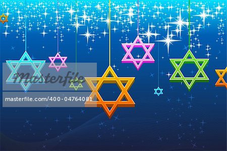 illustration of multicolorful hanukkah card