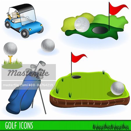 Set of 6 different Golf icons.