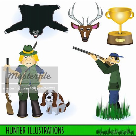 Hunter Illustrations vector collection.