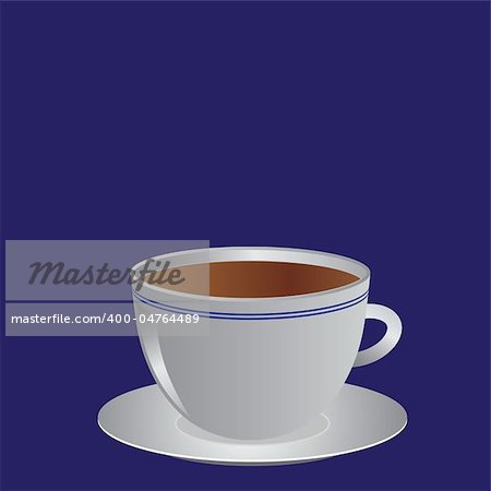 White cup with coffee or tea, vector illustration