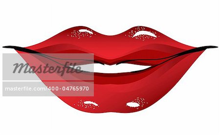 illustration. Sexual lips women painted red lipstick