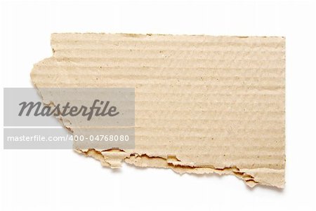 piece of brown corrugated cardboard on white