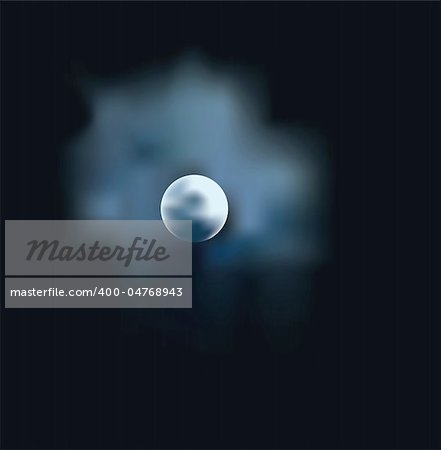 Moon in the night sky, vector illustration using mesh gradient, with dark background