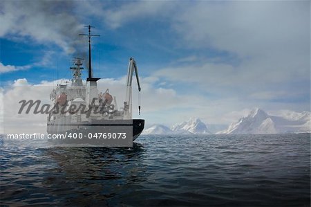 Big ship in Antarctic waters