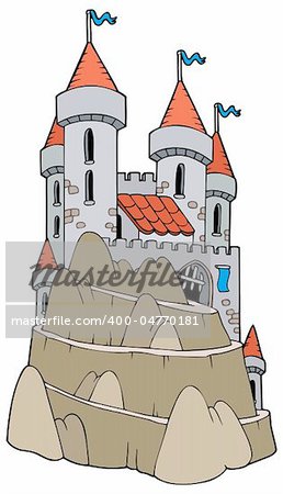 Castle on hill - vector illustration.