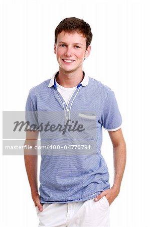 young and attractive boy on white background