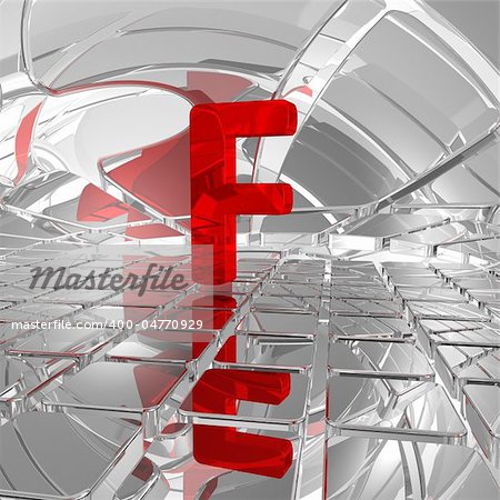 red uppercase letter f in futuristic space - 3d illustration