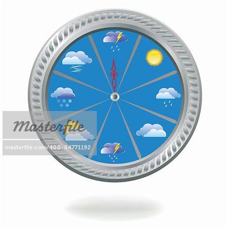 Vector illustration of a clock with weather icons