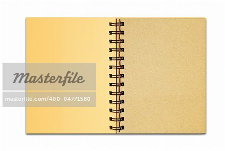 brown recycle paper blank notebook open isolated