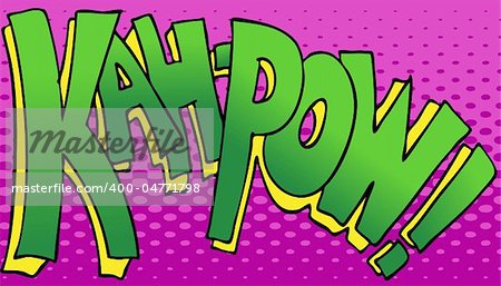 An image of a the word kahpow in a comic book style.