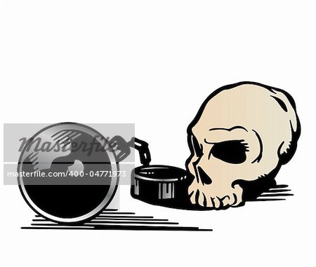 Skull and fetters Symbol danger . Vector illustration