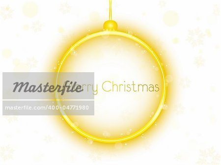 Vector - Golden Neon Christmas Ball on White Background