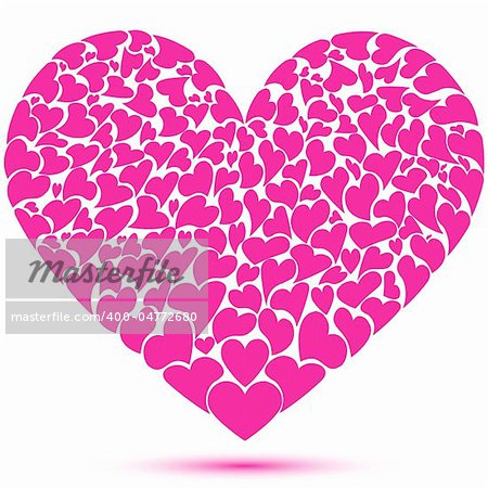 illustration of heart  made of many hearts on white background