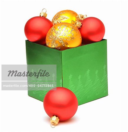 christmas balls in gift box