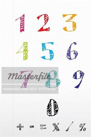 illustration of sketchy number text on white background