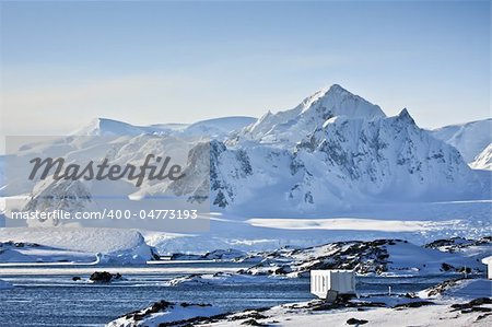 Beautiful snow-capped mountains against the blue sky