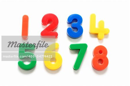 Plastic Numbers on White Background