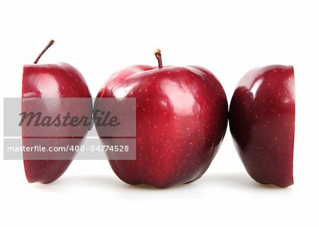 red apples isolated on white, cut apples