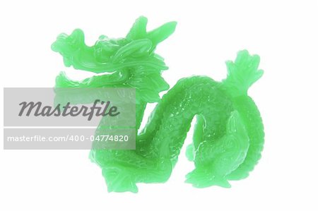 Jade Dragon Ornament on White Background