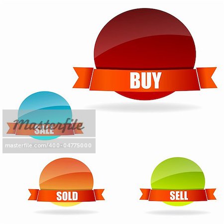 illustration of buy and sell tags on white background