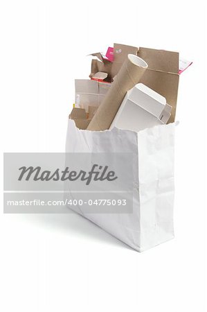 Paper Products for Recycle on White Background