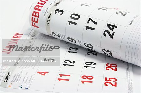Calendar Pages on Seamless White Background