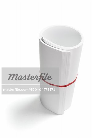 Roll of Papers on White Background