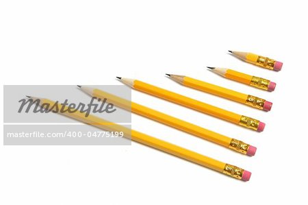 Row of Pencils on Isolated White Background