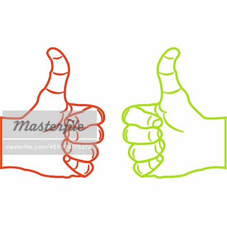illustration of thumbs up sketch on white background