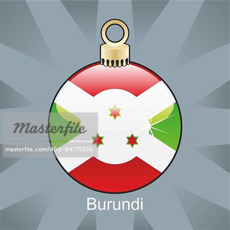 fully editable vector illustration of isolated burundi flag in christmas bulb shape