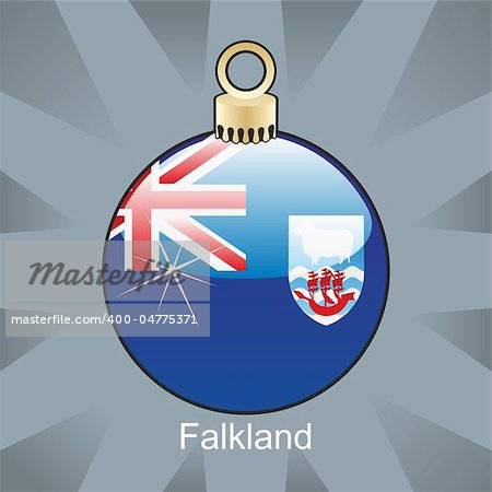 fully editable vector illustration of isolated falkland flag in christmas bulb shape