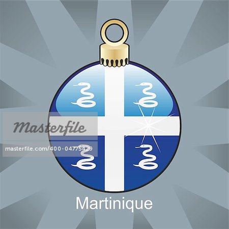 fully editable vector illustration of isolated martinique flag in christmas bulb shape