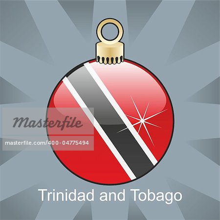 fully editable vector illustration of isolated trinidad and tobago flag in christmas bulb shape