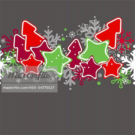 Seamless christmas pattern with stylized stars and trees