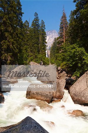 Stream in Yosemite Valley shot with long exposure, Yosemite National Park, California, USA