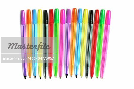 Ballpoint Pens on Isolated White Background Ballpoint Pens on Isolated White Background