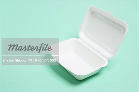 Polystyrene Food Box on Green Background